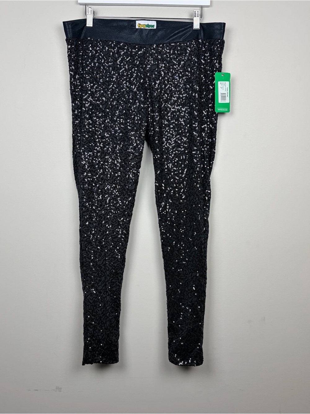Tipsy Elves Black‎ Sequin Leggings XL NWT Holiday Party Stretch Pants